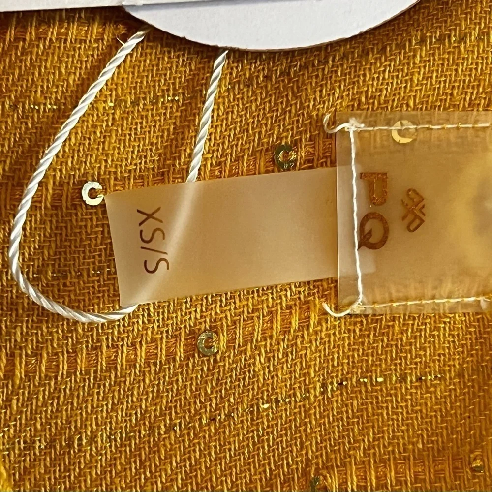NWT PilyQ Haven Angelica Sequin Tunic XS/S Mustard Yellow Ruffled Swim Coverup